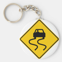Slippery When Wet Highway Sign Keychains
