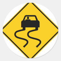 Slippery When Wet Highway Sign Sticker