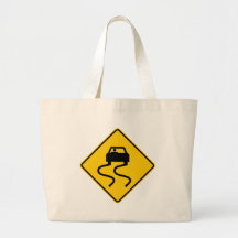 Slippery When Wet Highway Sign Tote Bags