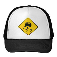 Slippery When Wet Highway Sign Trucker Hats
