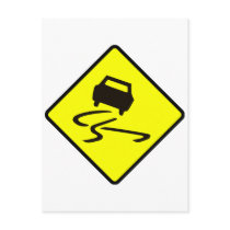Slippery When Wet Road Traffic sign Australia Car