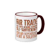 Slogan de commerce équitable sur la tasse pour des