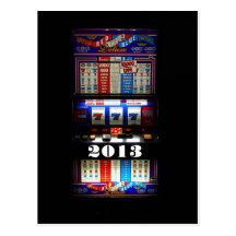 Slot Machine Happy New Year Greetings Post Cards