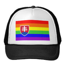 slovakia country gay proud rainbow flag homosexual trucker hat
