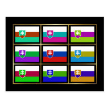 Slovakia Multihue Flags Postcard