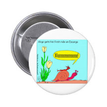 Slug Ride on Snail Cartoon Pinback Buttons