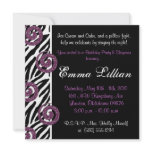 Slumber Party birthday invite fun cute girl zebra