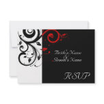 Sm Black +White Red Swirl Wedding Matching RSVP Personalized Invites
