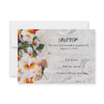 Sm Plumeria Orchid Lei in Sand Beach Wedding RSVP