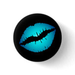 Small Blue Lips Button