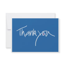Small blue thank you gift enclosure with polka dot announcements