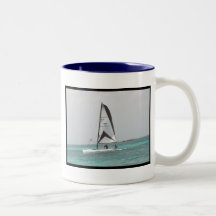 Small Catamaran Sailboat Ceramic Mug