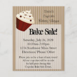 Small Cupcake, Soft Mocha Stripes Bake Sale Flyers