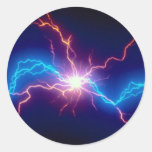Small electro-charge over black background round sticker