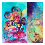 SMALL ELF OF MUSHROOMS ,pink green blue sparkle Invitations
