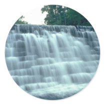 Small hydro-electric dam round sticker