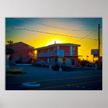 Small Motel On The Beach At Sunrise Poster