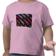 Small plastic toy saws in different colours tee shirt