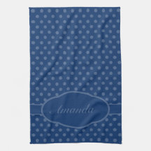 Small San Marino Blue Dots on Sapphire Blue Kitchen Towel
