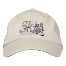 Small Ski Scene Embroidered Baseball Cap