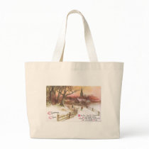 Small Town and Church at Sunset in Winter Canvas Bag