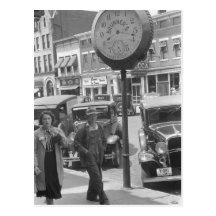 Small Town, Big Clock, 1930s Postcard
