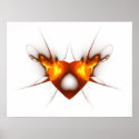 small white heart in the fire heart posters