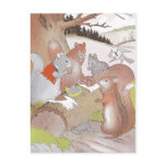 Small Woodland Animals Share a Feast postcards