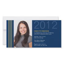 Smart stripes blue graduation photo announcement