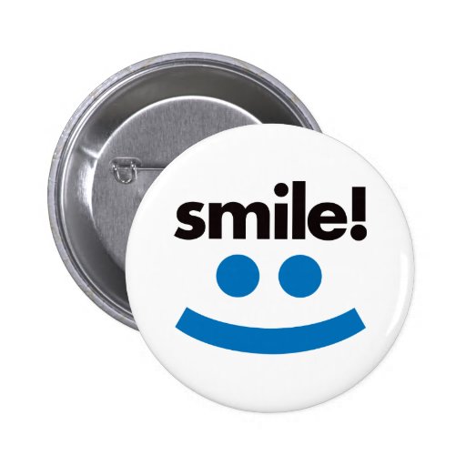 Smile - Blue Pinback Button