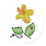 smile flower round stickers