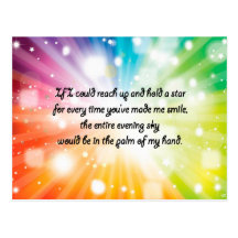 Smile Inspirational Happy Quote Star Rainbow Post Card