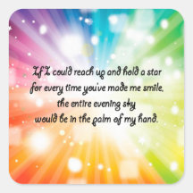 Smile Inspirational Happy Quote Star Rainbow Square Stickers