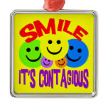 SMILE IT'S CONTAGIOUS SQUARE ORNAMENT