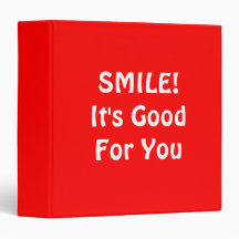 SMILE! It's Good For You. Red. Vinyl Binders