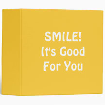 SMILE! It's Good For You. Yellow. Vinyl Binder