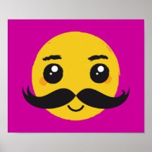 Smile Kawaii Moustache Poster