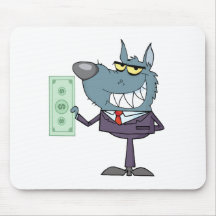 Smiled Wolf Business man Holding Cash Mousepads