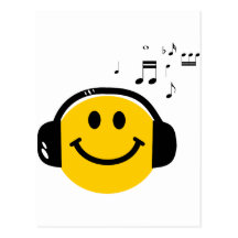 Smiley affectueux de musique carte postale
