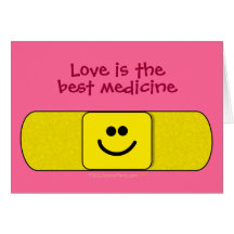 Smiley Bandaid Love Best Medicine Nurse Thank You Greeting Cards