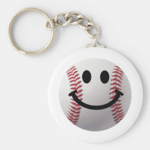 smiley baseball key chain