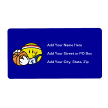 Smiley Basketball Tshirts and Gifts Personalized Shipping Labels