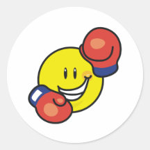 Smiley Boxing Round Sticker