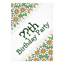 Smiley Daisy Flowers Birthday Invitations