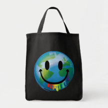 Smiley Earth Rainbow Big Mouth Canvas Bag