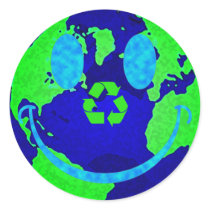Smiley Earth Round Sticker