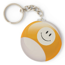 Smiley Face Billiards Ball Key Chains