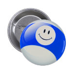 Smiley Face Billiards Ball Pinback Buttons
