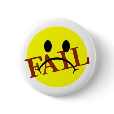 Smiley Face FAIL Pinback Button by JaZilla