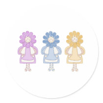 Smiley Face Flower Girl Tees and Gifts Round Sticker